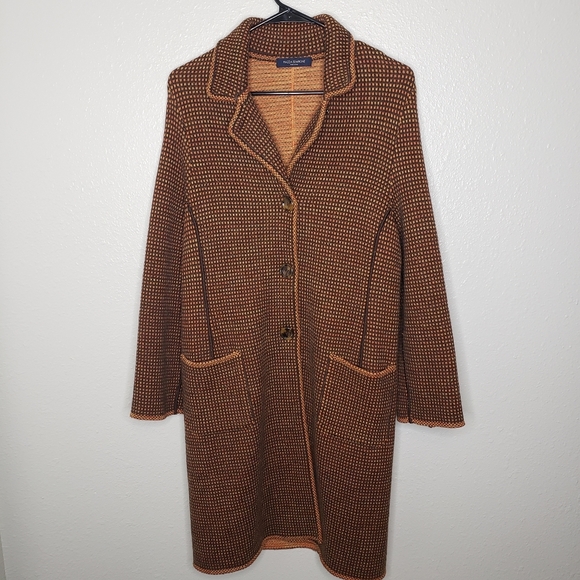 Beautiful Wool Long Coat Piazza Sempione Sweater Cardigan Duster Topcoat Medium - Picture 2 of 7